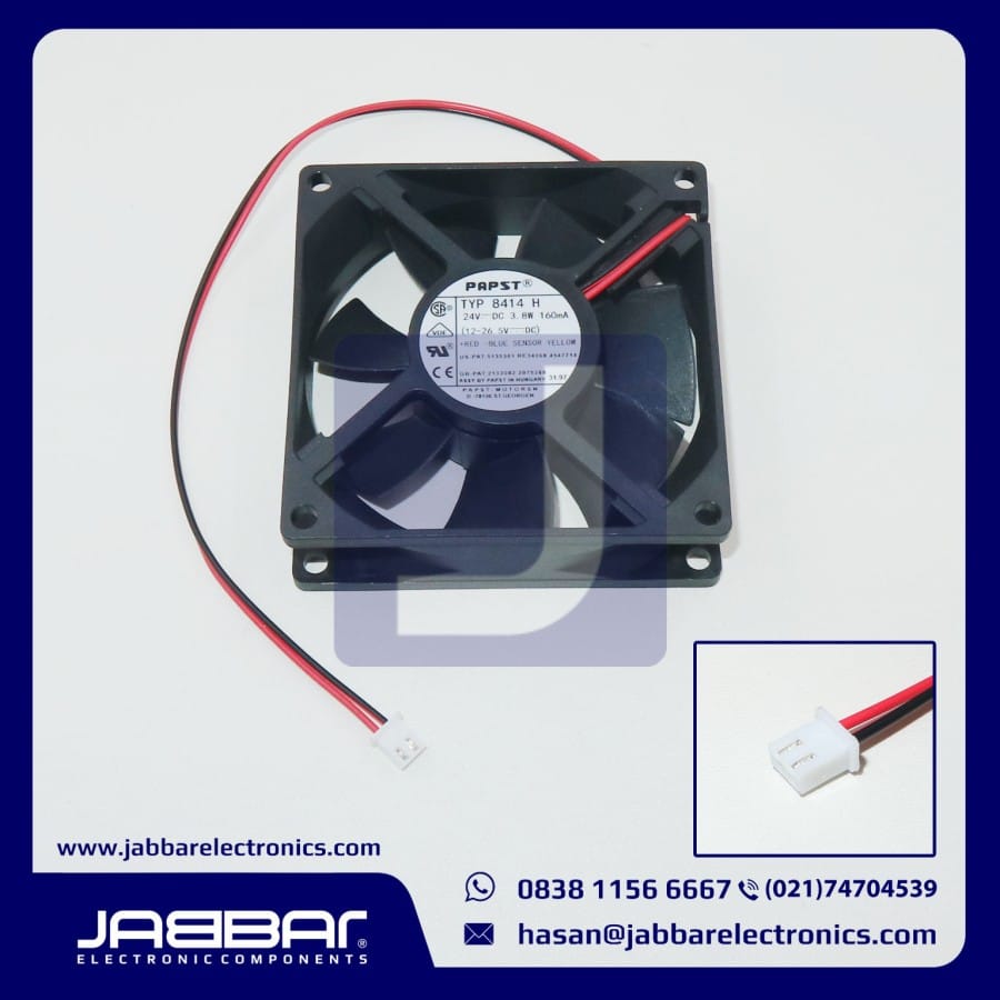 TYP8414H 24VDC 3.8W 160mA PAPST FAN (2 CABLE - 8x8x2.5cm) - Jabbar ...