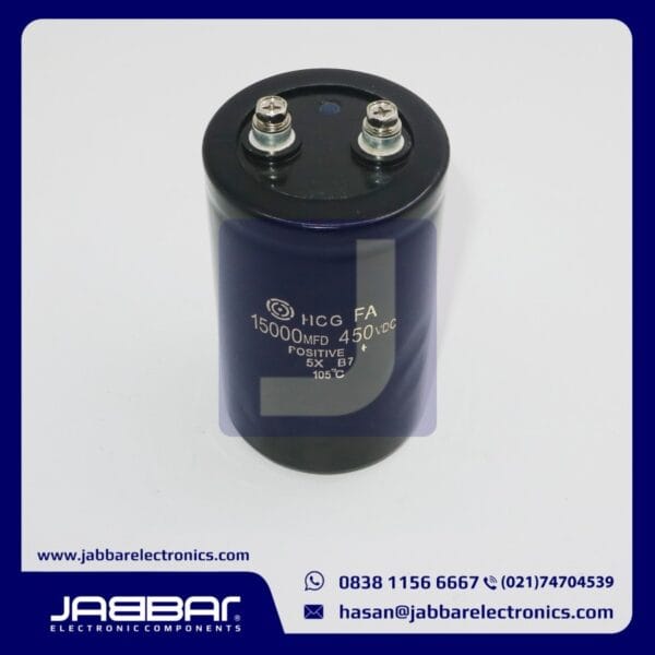 15000MFD 450VDC CAPACITOR SCREW (L= 10.5 cm W= 6.3 cm)