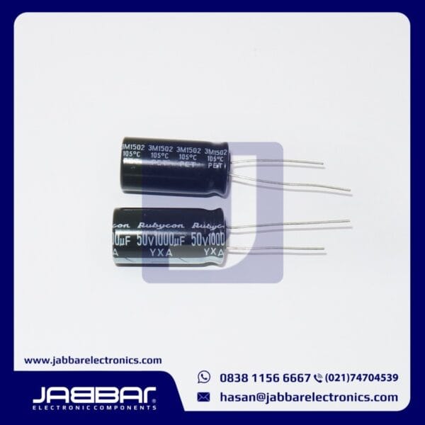 1000uF 50V DIP2 (L= 2,5 cm W= 1,3 cm)