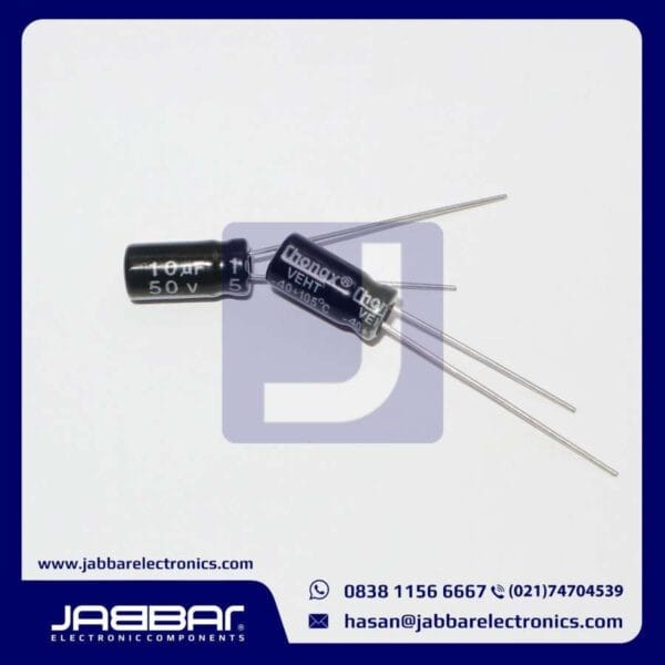 10uF 50V DIP (L= 1.1 cm W= 0.5 cm)
