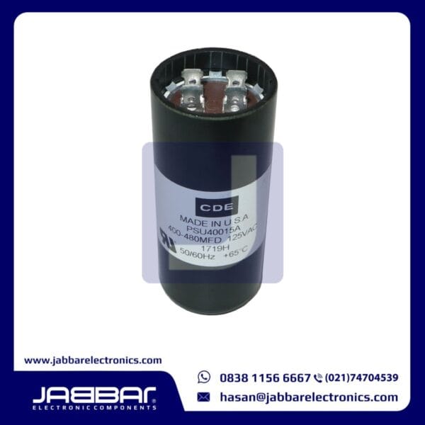 PSU40015A 400-480MFD 125VAC MOTOR START CAPACITOR(L= 8.5 cm W= 3.6 cm)