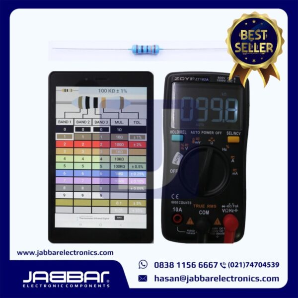 RESISTOR 100K OHM 1/2W (Setengah) 1% DIP - BIRU