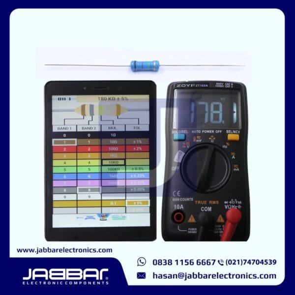 RESISTOR 180K OHM 1/2W (Setengah) 5% DIP - BIRU