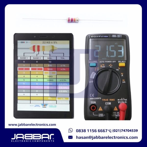 RESISTOR 22K OHM 1/4W (Seperempat) 5% DIP - COKLAT