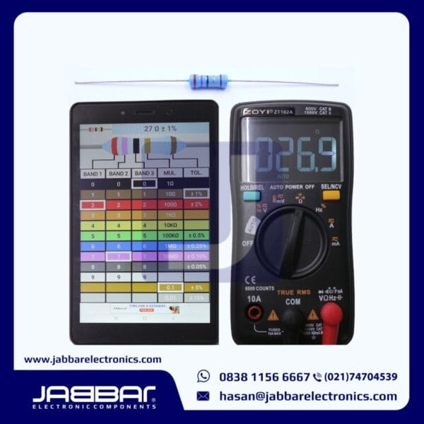 RESISTOR 27 OHM 1/2W (Setengah) 1% DIP - BIRU