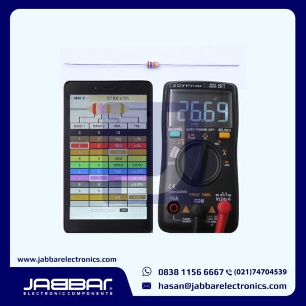 RESISTOR 27K OHM 1/6W (Seperenam) 5% DIP - COKLAT