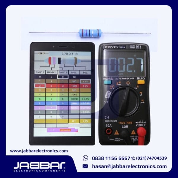 RESISTOR 2E7 OHM 1W 1% DIP (2,70 OHM) - BIRU