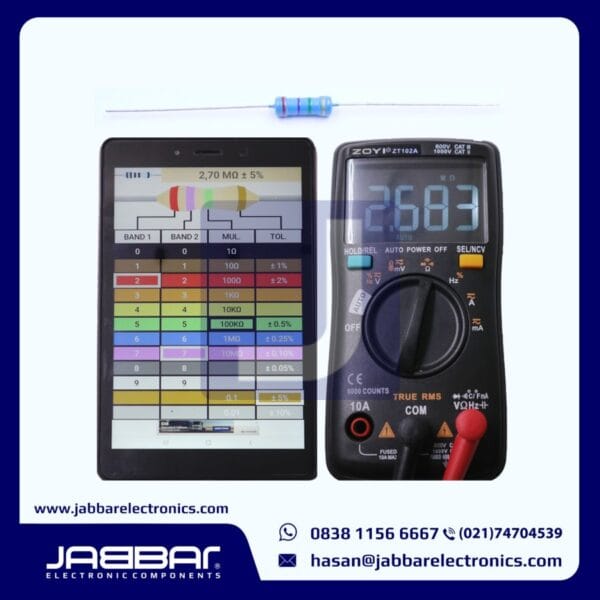 RESISTOR 2M7 OHM 1/2W (Setengah) 5% DIP (2,70M OHM) - BIRU