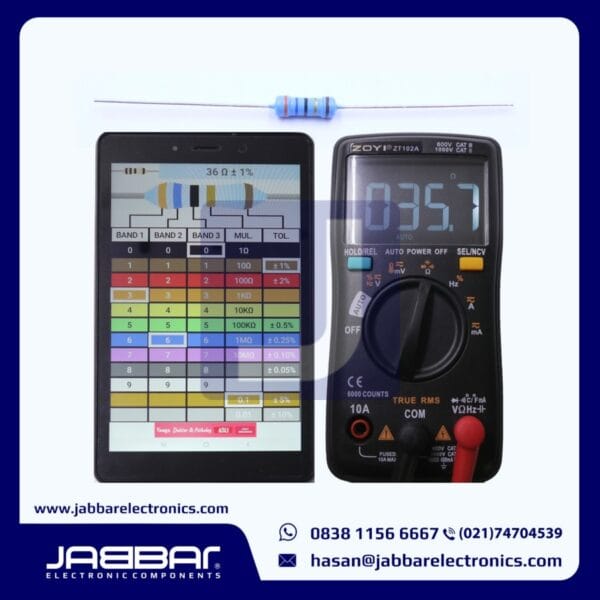 RESISTOR 36 OHM 1/2W (Setengah) 1% DIP - BIRU