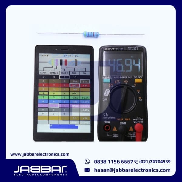 RESISTOR 47K OHM 1/2W (Setengah) 1% DIP - BIRU