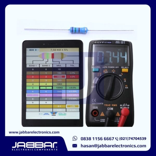 RESISTOR 7K5 OHM 1/2W (Setengah) 5% DIP (7,50K OHM) - BIRU