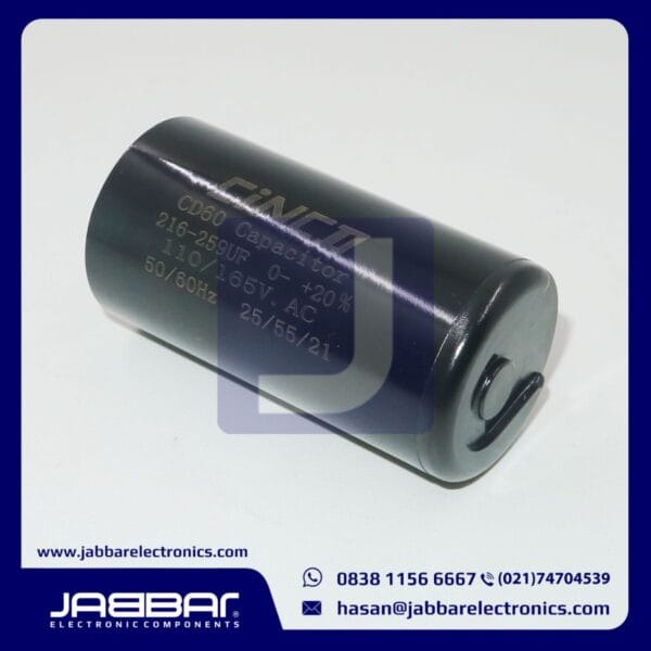 CD60 216-259uF 110/165VAC 20% 50/60Hz CAPACITOR (L= 6.7 cm W= 3.5 cm)