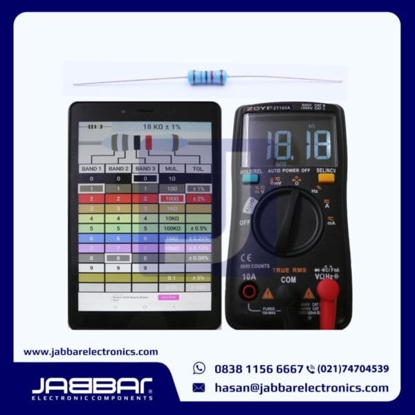 RESISTOR 18K OHM 1/2W (Setengah) 1% DIP - BIRU