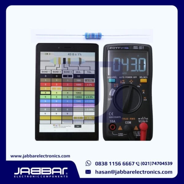 RESISTOR 43 OHM 1/2W (Setengah) 1% DIP - BIRU