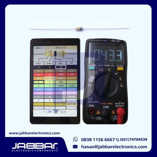 RESISTOR 43 OHM 1/6W (Seperenam) 5% DIP - COKLAT