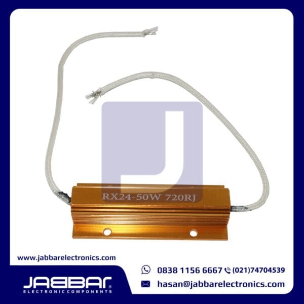 50W720RJ (50W 720 OHM 5%) RX24 WIREWOUND GOLD - 2 CABLE (7x2.7cm)