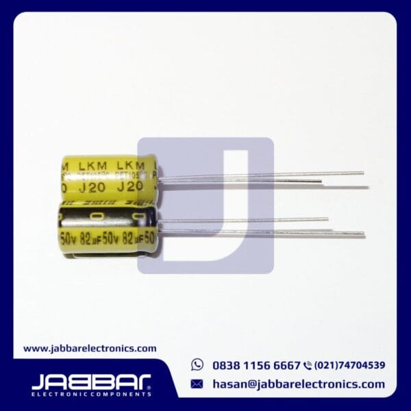 82uF 50V DIP2 (L= 1.2 cm W= 0.6 cm)