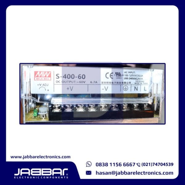 S-400-60 (DC Out= +60V 6.7A AC In= 100-120VAC-6.5A 200-245VAC 4.0A) Power Supply