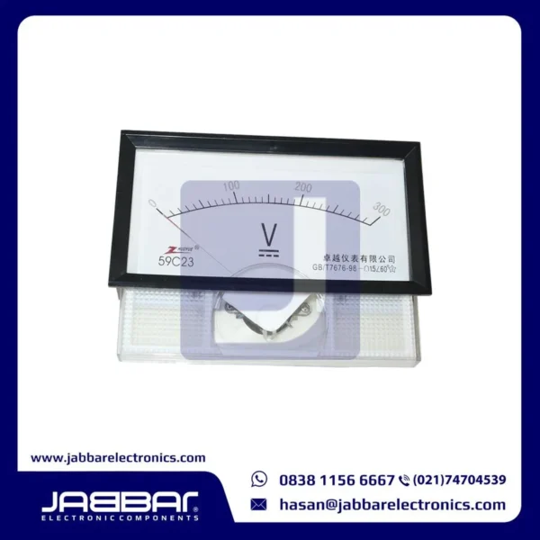 59C23 - GB-T7676-98 - 0-300V DC - 1.5-60 Degree  - Analog Panel AMP Meter Voltmeter with Black Frame Instrument - 129x69x94mm