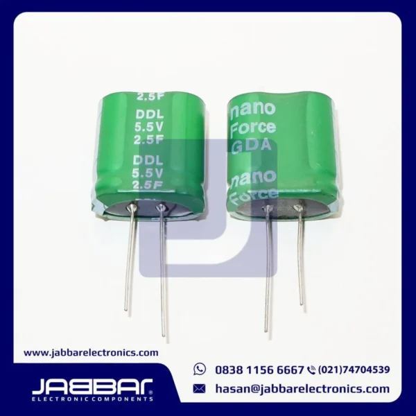 DDL 2.5F 5.5V DIP2 (STRAIGHT PIN) COMBINED SUPERCAPITOR (L= 2.2 cm W= 2 cm)