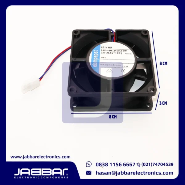 8314HU 24VDC 245mA 6W (20-26.5VDC) FAN  (2 CABLE - 8x8x3cm)