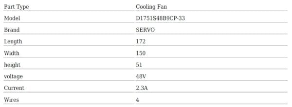 D1751S48B9CP-33 (DC48V 2.3A) FAN (172x150x51cm) 4 CABLE